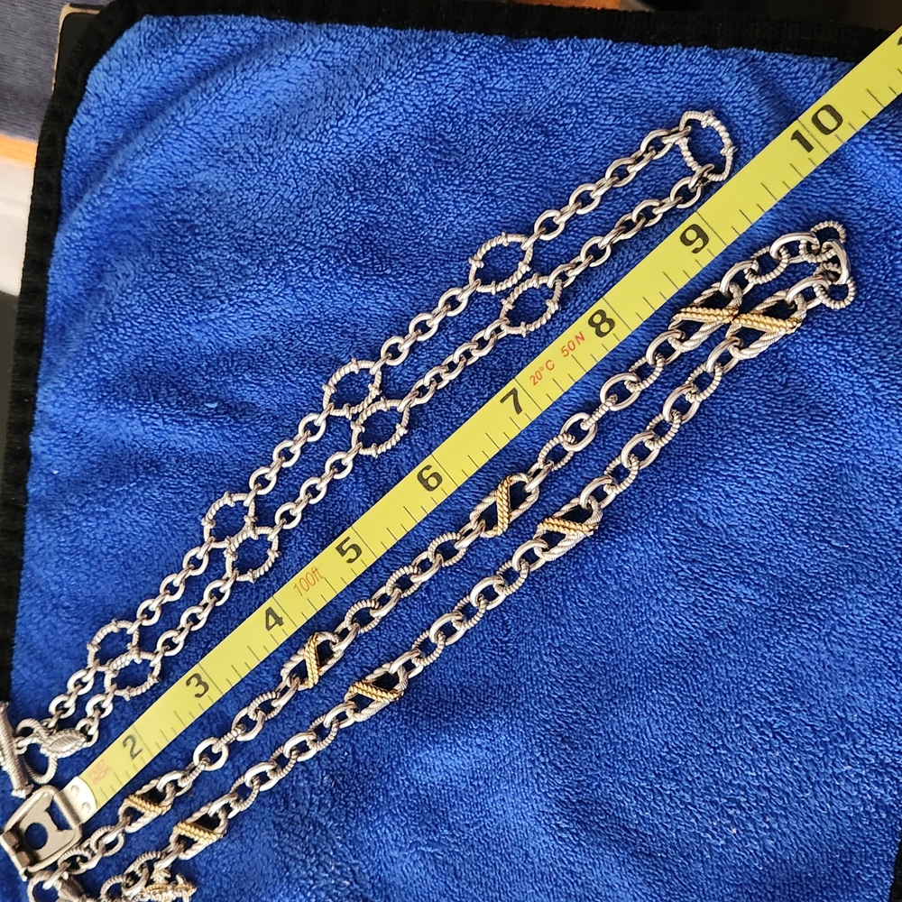 Judith Ripka Silver/ Gold 18in Heavy Chain Necklace